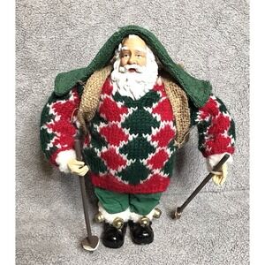 Clothtique Santa Possible Dreams Series Skiing Christmas Santa Claus Mache